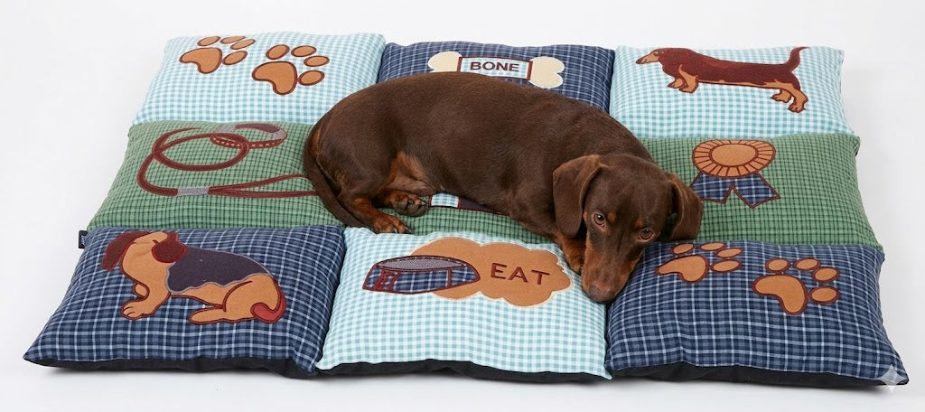 🥈 Coussin pour chien Trixie Patchwork Bleu/Vert 80 x 55 cm