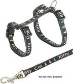 Trixie Junior – Harnais pour chaton avec laisse – Imprimé Kitty Cat – 21-33 x 0,8 cm – l'unité