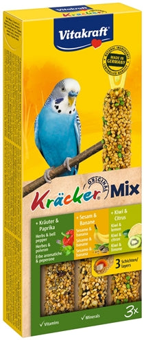 Vitakraft Parkiet Kracker Vijgen/Banaan-Sesam/Kiwi 3 In 1