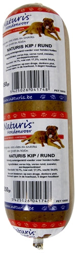 Naturis –  Boudin de viande pour chien - Poulet et Bœuf – Cuit à la vapeur - 650 g - Caractéristiques