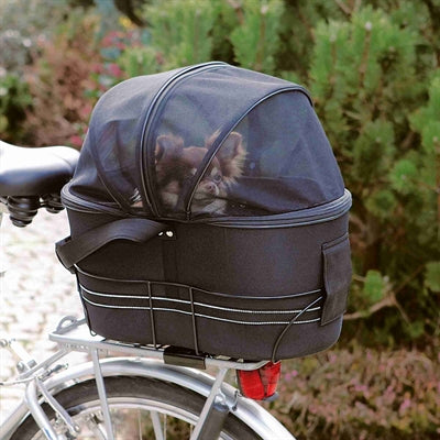 Trixie Fietsmand Achterop Zwart Met Kussen En Kap 29X42X48 Cm