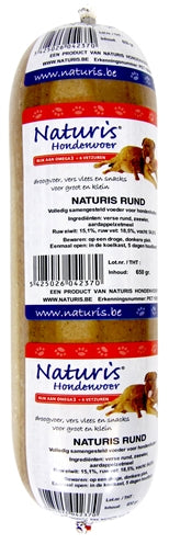 Naturis – Boudin de viande pour chien –  Bœuf – Cuit à la vapeur - 650 g - Caractéristiques