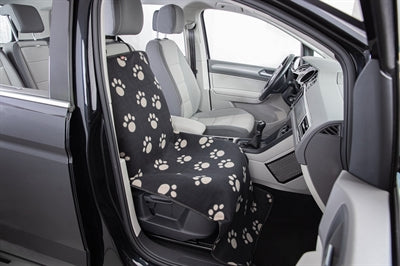 Trixie Autodeken Pootprint Nylon / Fleece Zwart / Beige 145X65 Cm