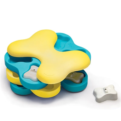 Nina Ottosson – Jeu d'intelligence pour chien – La Tornade – Turquoise / Jaune - Caractéristiques