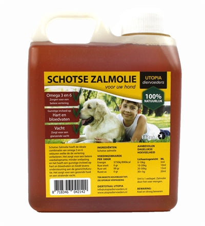 Utopia – Complément alimentaire pour chien – Huile de saumon d'Écosse – 1 l - Caractéristiques