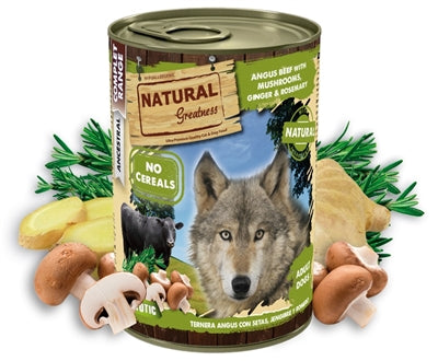 Natural Greatness – Aliment humide pour chien – Bœuf Angus, Champignons, Gingembre et Romarin – 400 g - Caractéristiques