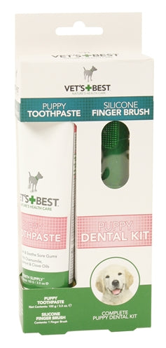 Vet's Best – Kit dentaire pour chien et chiot avec dentifrice et brosse à doigt – 100 g - Caractéristiques