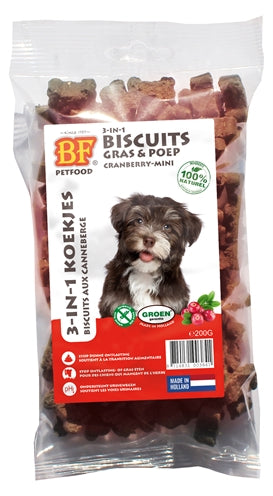 BF Petfood – Friandises pour chien – Mini Biscuits 3 en 1 à la Canneberge – 200 g - Caractéristiques