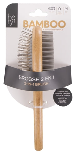 Hery Labo – Brosse pour chien et chat – Brosse double face en bambou – 2 en 1 - Caractéristiques