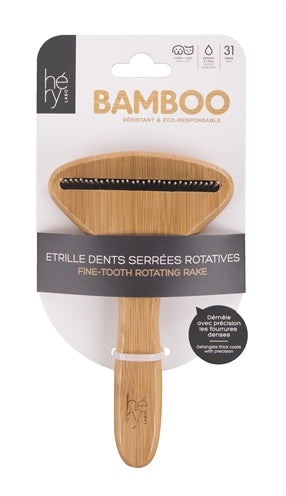 Hery Labo – Étrille pour chien et chat – Étrille large en bambou à dents rotatives – 31 dents - Caractéristiques