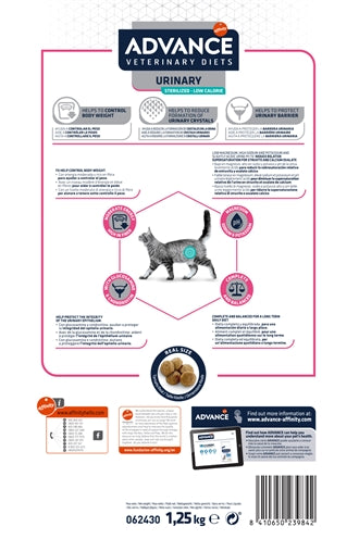 Advance Veterinary Diet Cat Urinary Sterilized Minder Calorieën 1,25 Kg