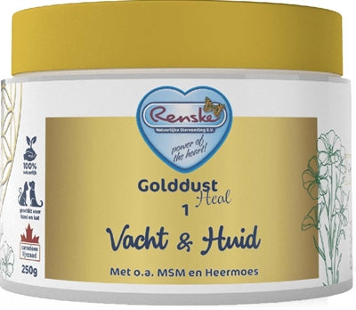 Renske – Complément Alimentaire pour chien et chat – Golddust Heal 1 Peau et Pelage – 250 g - Caractéristiques