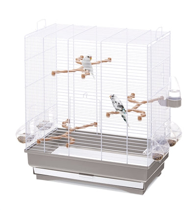 Imac – Cage pour oiseau Carlotta – Taupe et Blanc – 50 x 30 x 56 cm - Caractéristiques