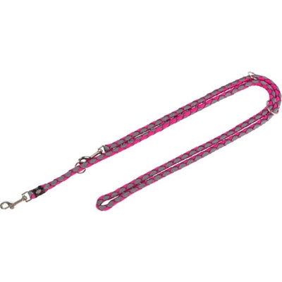 Trixie – Laisse pour chien – Laisse réglable en sangle tressée ronde fuchsia et gris - Caractéristiques