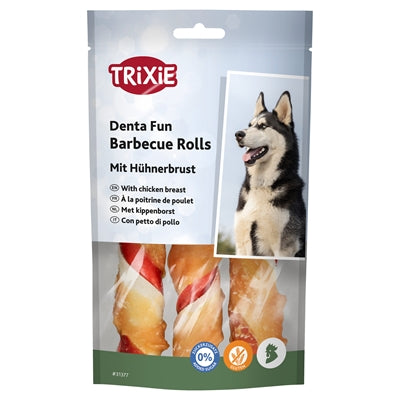 Trixie Denta Fun Barbecue Chicken Chewing Rolls 6X80 Gr 12 Cm