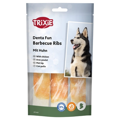 Trixie Denta Fun Chicken Chewing Barbecue Ribs 12 Cm 3 St 90 Gr