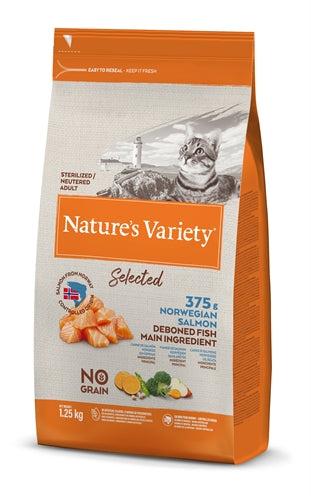 Nature's Variety – Croquettes pour chat – Stérilisé au saumon norvégien – 1,25 kg - Caractéristiques