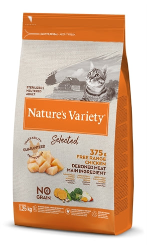Nature's Variety – Croquettes pour chat – Stérilisé - Poulet Élevé en Plein Air – 1,25 kg - Caractéristiques