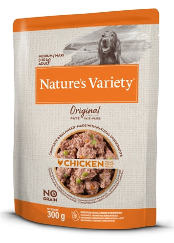 Nature's Variety – Aliment humide pour chien – Original Adult Medium/Maxi Poulet Sans Céréales – 300 g - Caractéristiques