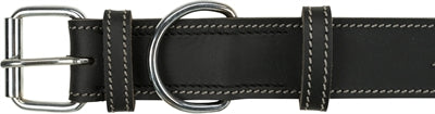Trixie Halsband Hond Rustic Vetleer Heartbeat Zwart 38-47X4 Cm