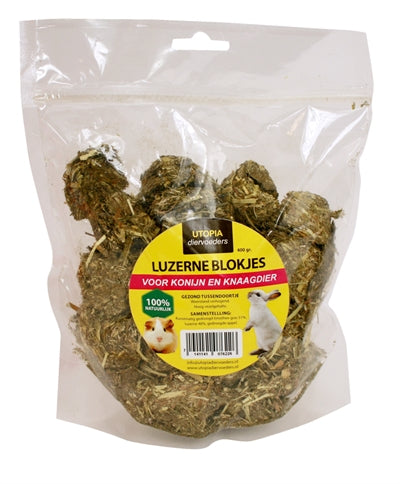 Utopia – Blocs de Luzerne et Timothy pour rongeur – Snack naturel riche en fibres – 400 g - Caractéristiques