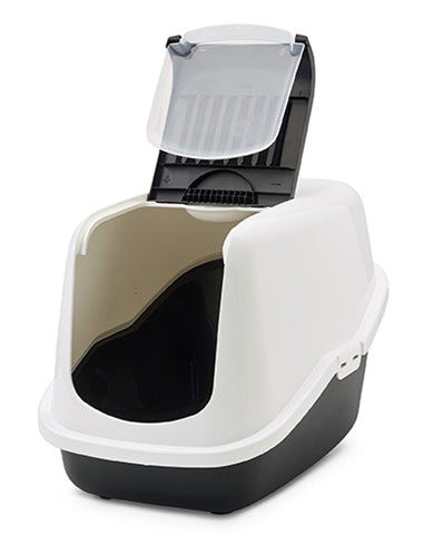Savic – Maison de toilette pour chat – Nestor Noir/Blanc – 56x39x38,5 cm - Caractéristiques