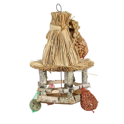 Best For Birds Voedertafel Hangend Rieten Dak Inclusief Voer 28X28X39 Cm