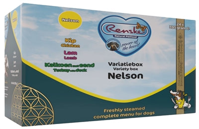 Renske – Aliment humide pour chien – Coffret variation viande fraîche Nelson poulet/agneau/dinde et canard – 9,48 kg - Caractéristiques