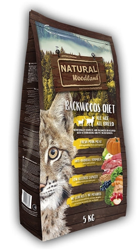 Natural Woodland – Croquettes pour chat et chaton – Backwoods Diet au porc frais sans céréales – 5 kg - Caractéristiques