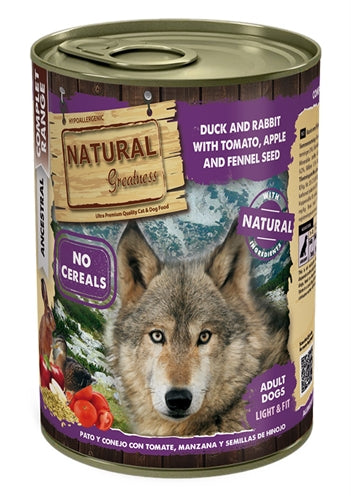 Natural Greatness – Aliment humide pour chien – Canard, Lapin, Tomate, Pomme et Graines de fenouil – 400 g - Caractéristiques