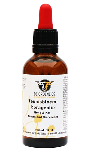 De Groene Os – Complément alimentaire pour chien et chat – Huile d'onagre et de bourrache – 50 ml - Caractéristiques