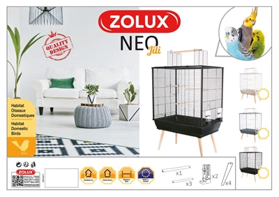 Zolux – Cage pour oiseau – Neo Jili Noire – 78x48x112 cm - Caractéristiques