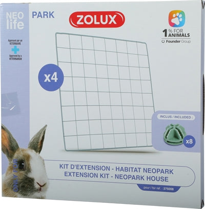 Zolux – Neolife – Neopark – Kit d'extension pour enclos Lapin – 4 panneaux grillagés - Caractéristiques