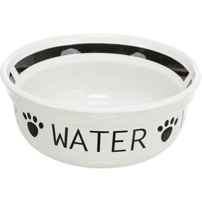 Trixie Drinkbak Hond Water Keramiek Wit / Zwart 1,6 Ltr 20 Cm