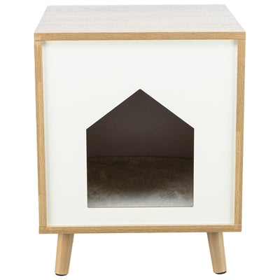 Trixie – Niche pour chat – Maisonnette Isa effet bois clair et blanc – 40x40x50 cm - Caractéristiques