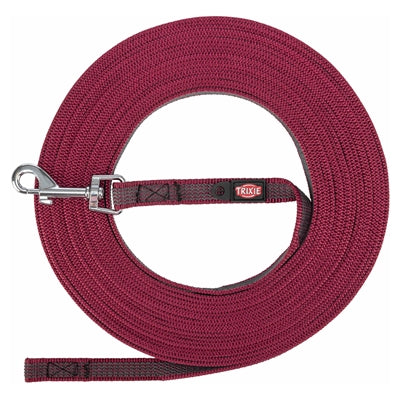 Trixie Hondenriem Sleeplijn Met Rubber Anti Slip Sangria Rood S/M 5 Mtr X 1,5 Cm