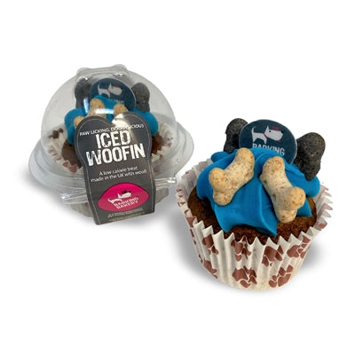 Barking Bakery – Friandise pour chien – Woofin pour chien à la caroube au Glaçage Bleu – 1 pièce - Caractéristiques