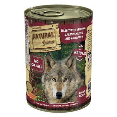 Natural Greatness – Aliment humide pour chien – Lapin, Cerf et Carottes – 400 g - Caractéristiques