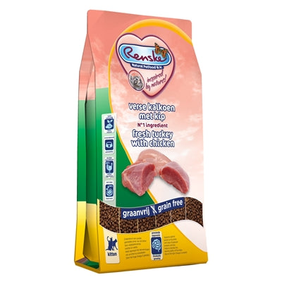 Renske – Croquettes pour chat – Chaton sans céréales – Dinde et Poulet Frais – 400 g - Caractéristiques