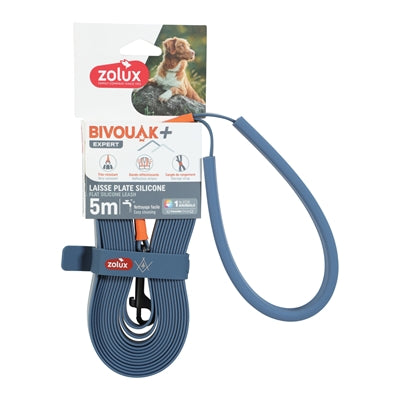 Zolux – Longe pour chien – Longe plate Bivouak en silicone Bleue - Caractéristiques