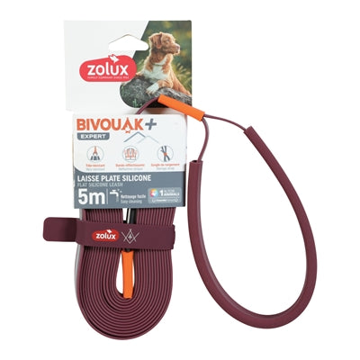 Zolux – Longe pour chien – Longe plate Bivouak en silicone Rouge - Caractéristiques