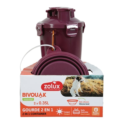 Zolux – Gourde pour chien – Bivouak 2 en 1 avec Écuelle Rouge - Caractéristiques
