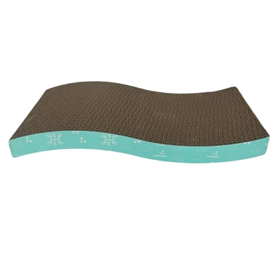 Easypets – Griffoir pour chat – Planche ondulée vague Turquoise avec herbe à chat - Caractéristiques