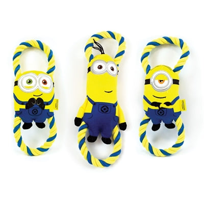 Minions – Jouet pour chien – Peluche Minion avec cordes de traction - l'unité - 28 cm - coloris aléatoire - Caractéristiques