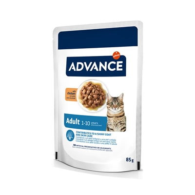 Advance – Aliment humide pour chat – Adulte Poulet - Peau et pelage – 1,02 kg - Caractéristiques