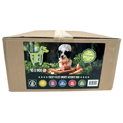 Freds Gestoomd Vers Vlees Worst Assorti Box 10X900 Gr