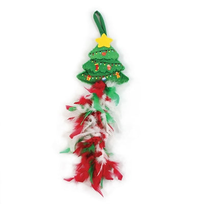 Happy Pet – Jouet pour chat – Suspension de porte sapin de Noël avec plumes – 58,5x14,5x2,5 cm - Caractéristiques