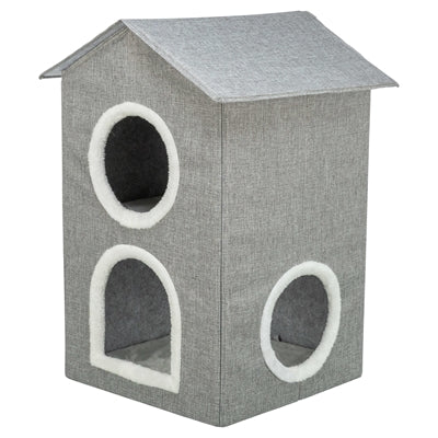 Trixie – Maison pour chat Nora Soft – Deux étages – Gris clair – 47 x 47 x 67 cm - Caractéristiques