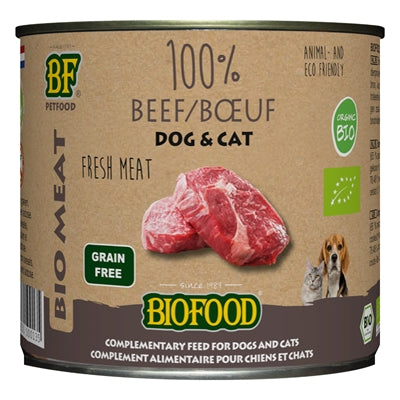 BF petfood - Biofood – Aliment humide pour chien et chat – Organic 100% Boeuf – 2,4 kg