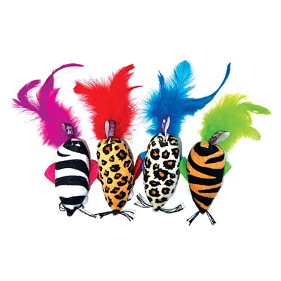 Happy Pet – Jouet pour chat – Souris safari à plumes – 8X4,5X3,5 cm - l'unité - Modèle et coloris aléatoire - Caractéristiques